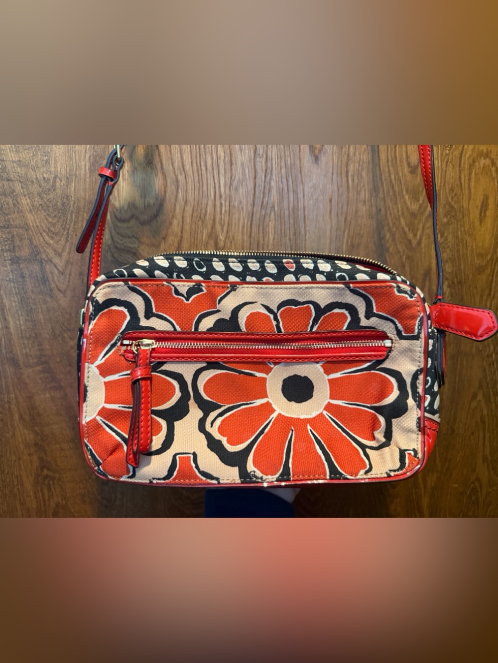 Coach Red Floral Canvas Crossbody Bag
